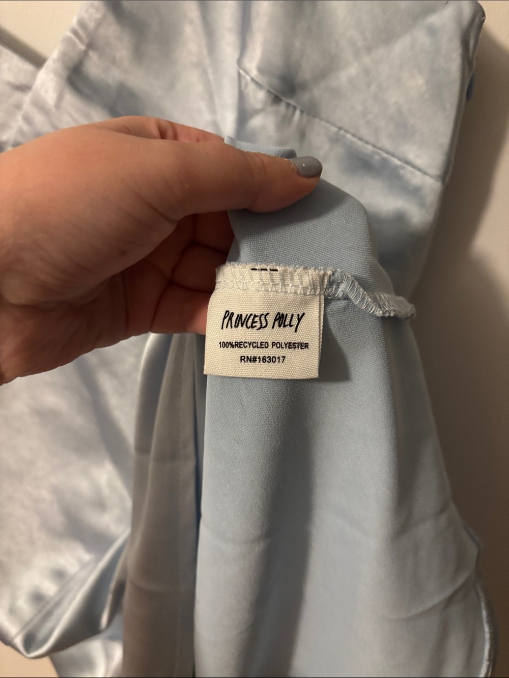 Y2K Feminine Romantic Princess Polly Light Blue Satin Slip Mini Dress - Picture 5 of 7